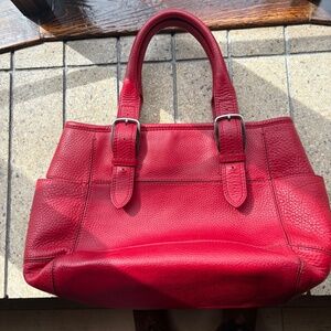 Cole Haan RED pebbled leather  handbag w/silver polished hardware